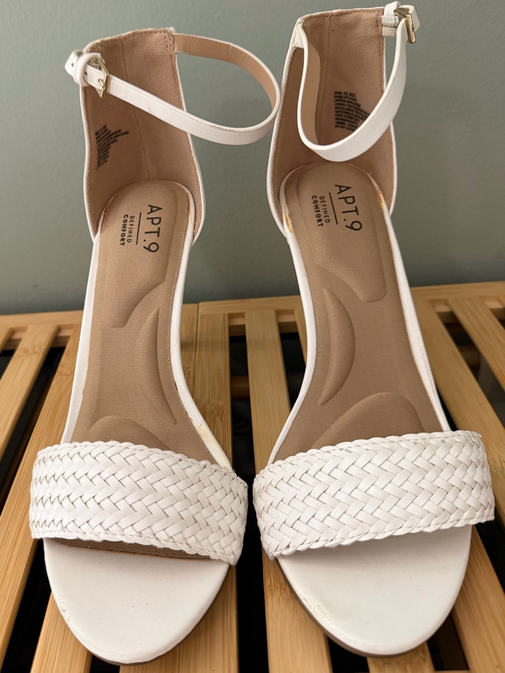 Apt. 9 White Braided Toe Ankle-Strap Heels